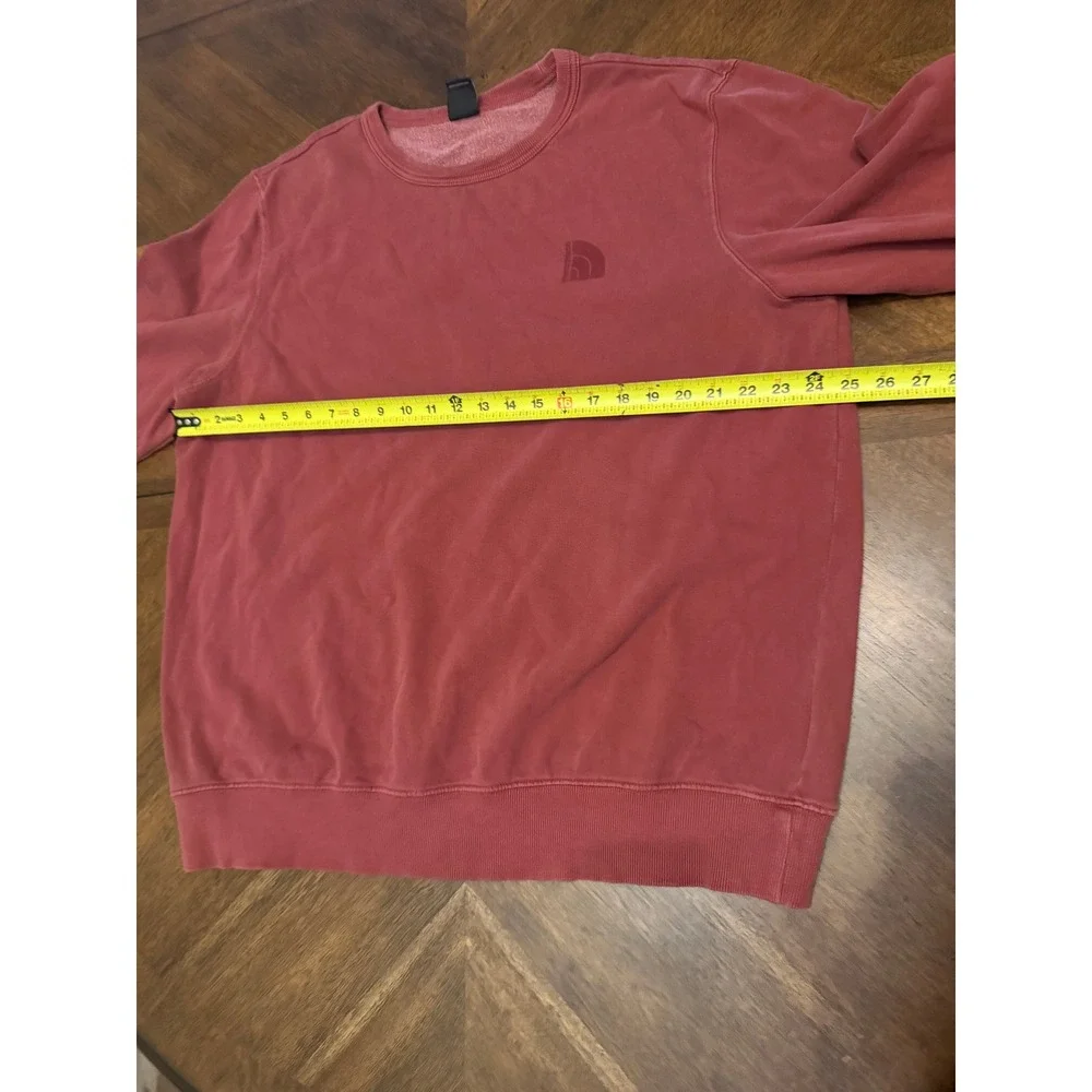 The North Face Mens XL Red Crewneck Sweatshirt Fleece Pullover Logo Faded Clay
